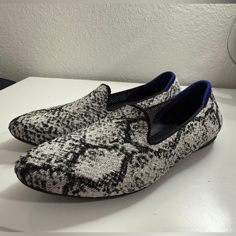 Rothy's Black and White Snake Print Men's Shoes - Picture 3 of 8